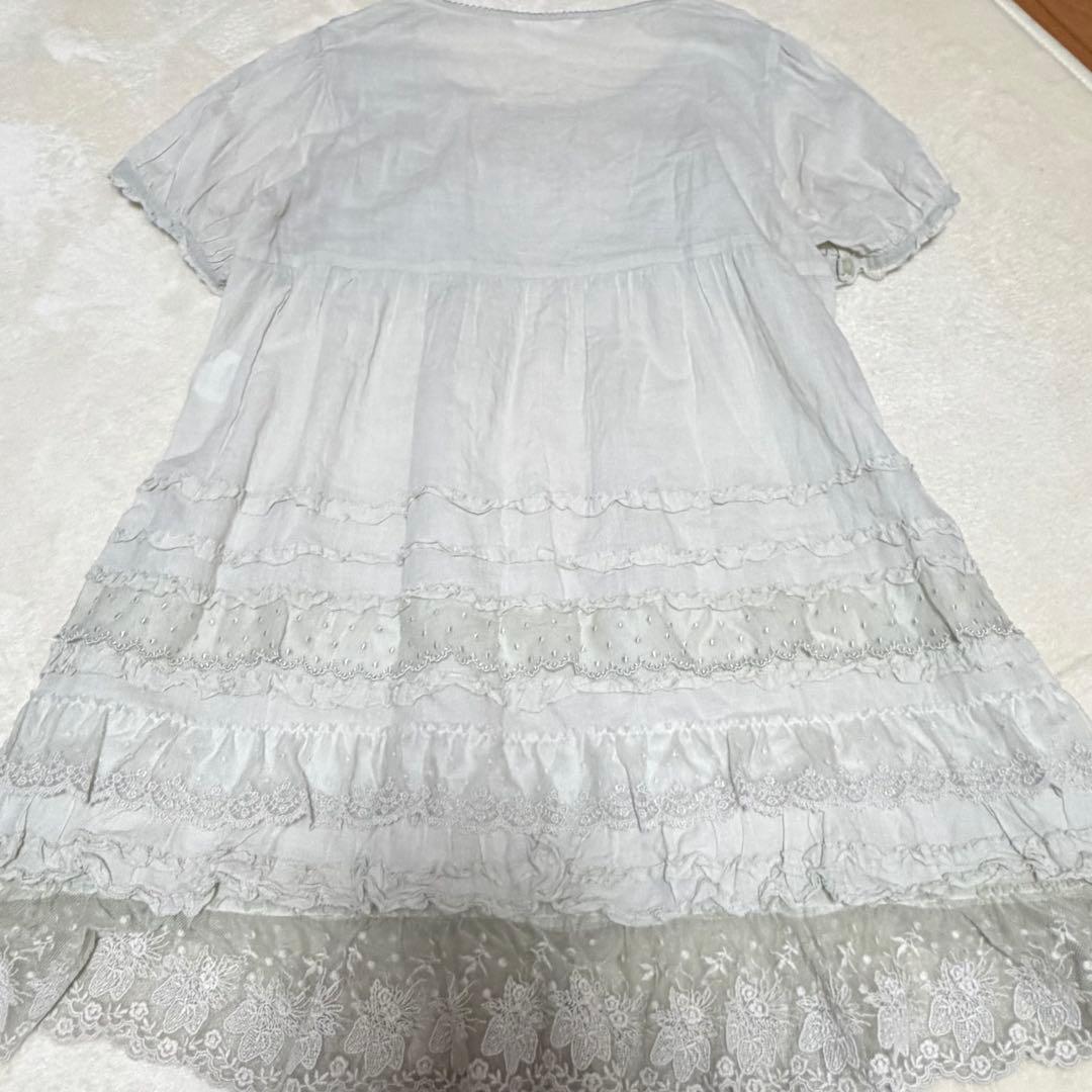ピンクハウス　天日干しローンチュニック　豪華な苺レース　ピコフリル　美品【P71