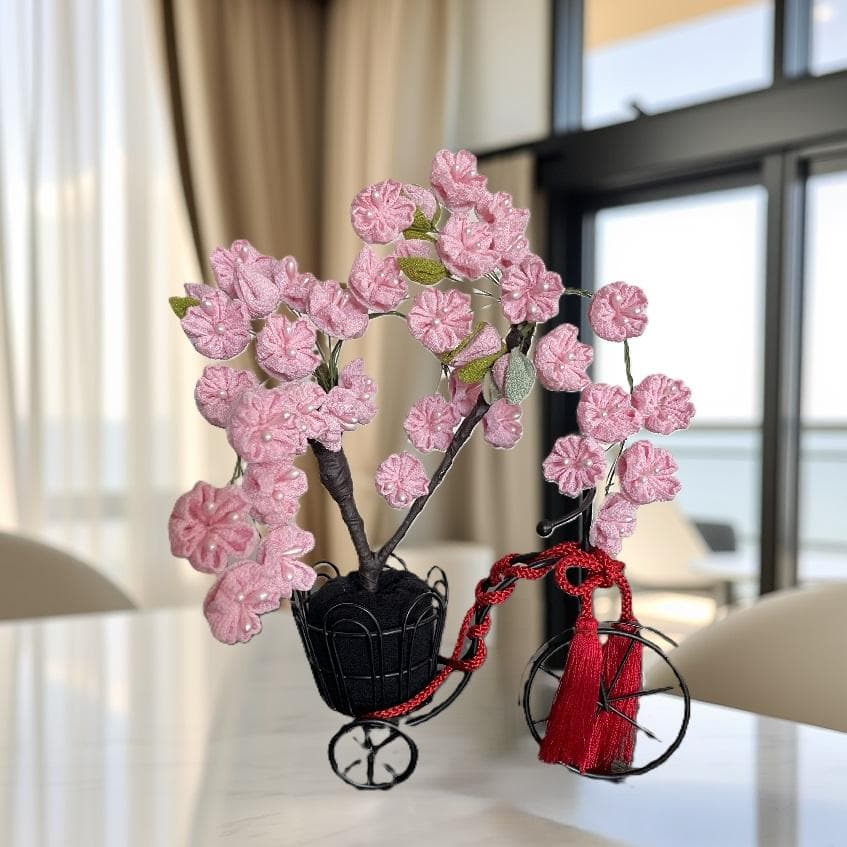 正月　しだれ桜　さくら　ピンク　つまみ細工　ちりめん　和風　桜　インドア花見