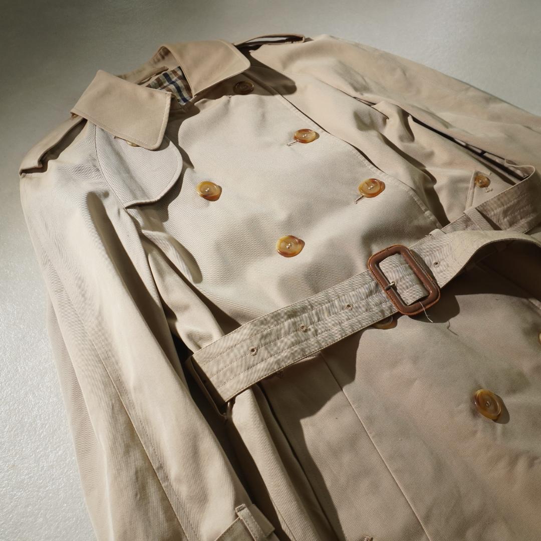 90s Aquascutum トレンチコート 裏地チェック ベージュ/AZ201