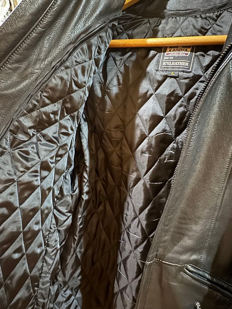 【本革】KADOYA K'S LEATHER ブラックレザージャケット L
