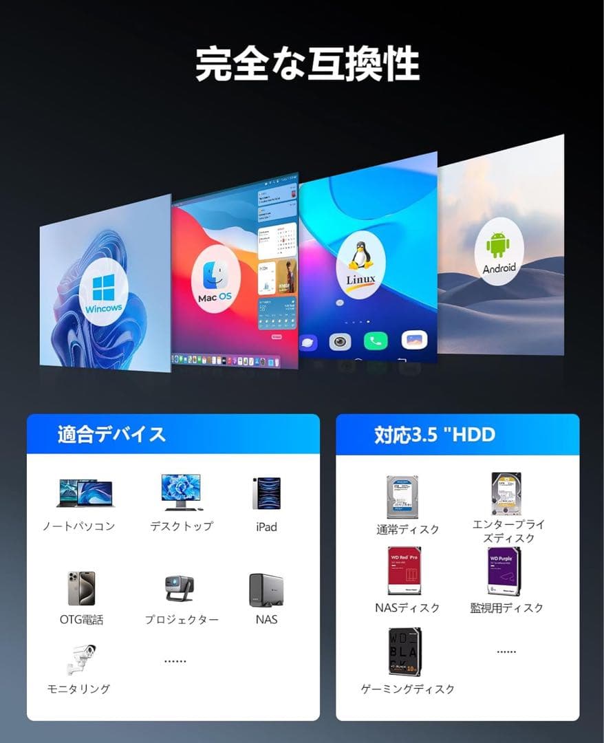 ORICO 3.5インチ HDDケース 44TB対応 USB3.0