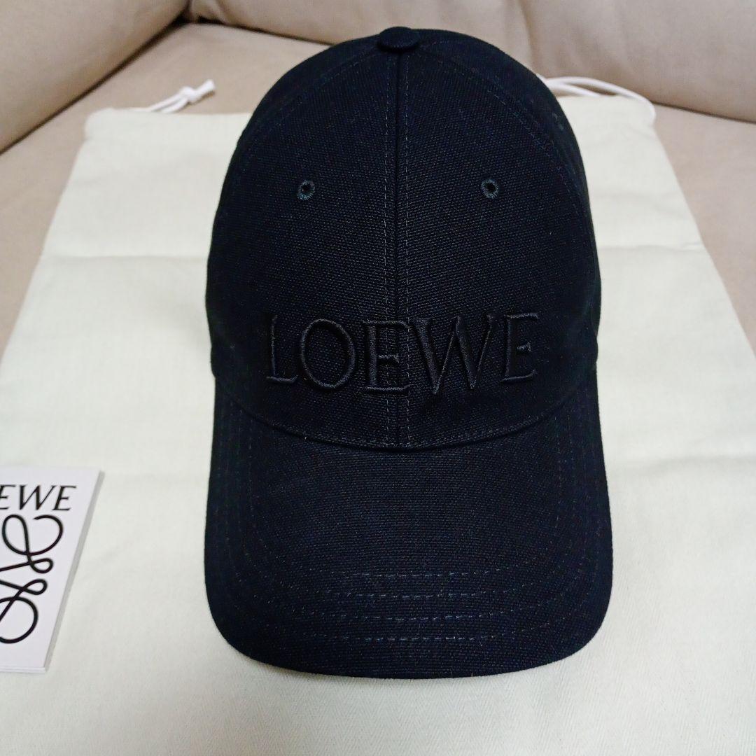 値下げ不可送料無料♡LOEWE ロエベ キャップ キャンバス 刺繍ロゴ ブラック