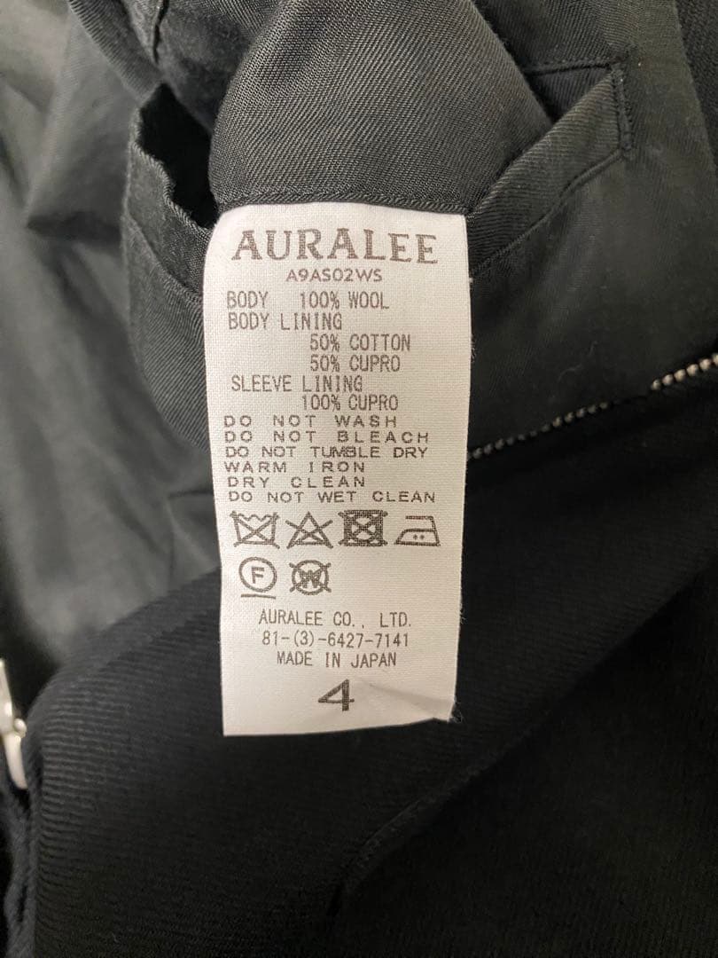 ジャケット・アウター AURALEE 19AW WOOL SERGE ZIP-UP BLOUSON