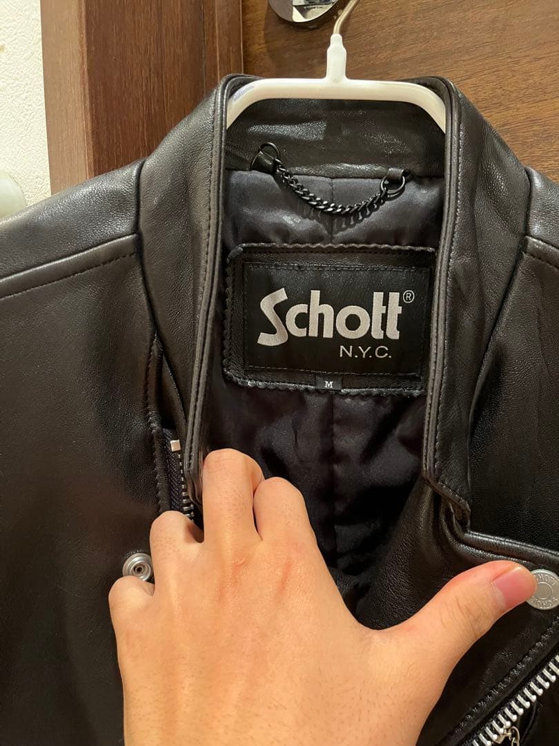 Schottブラックレザーライダースジャケット