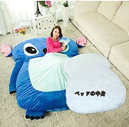 スティッチ冬にお勧め!折りたたみベッド 寝袋 可愛デザイン ふわふわ マットレス