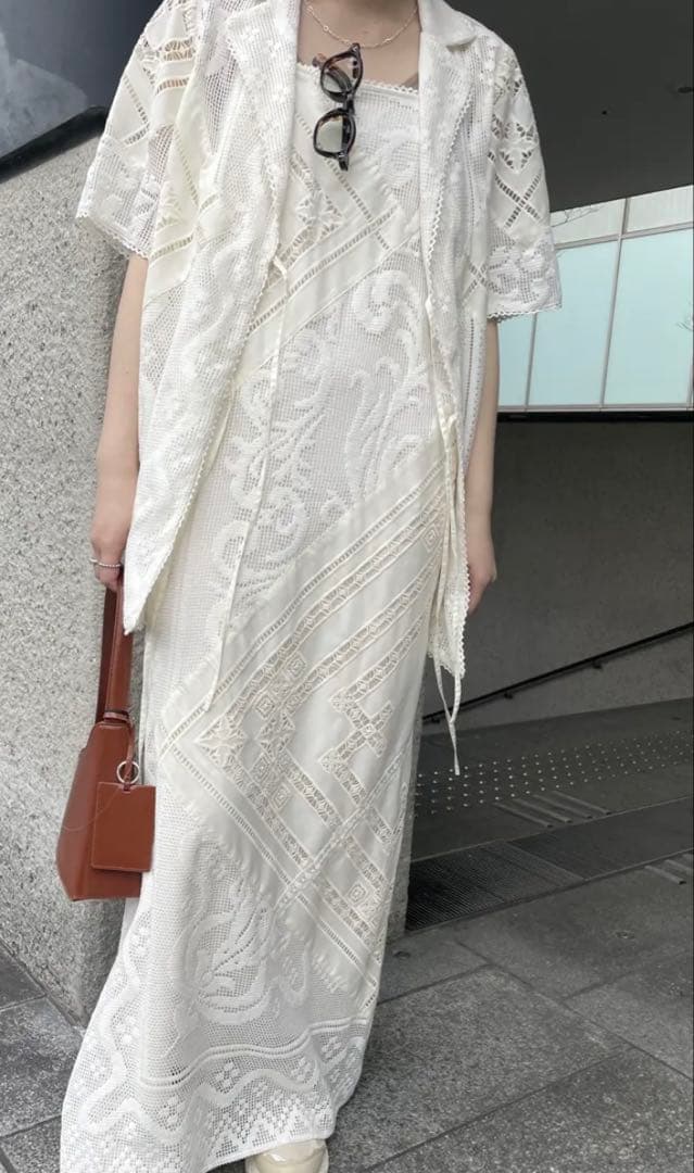 AMERI vintage アイボリー レースシャツ 半袖　ジャケット