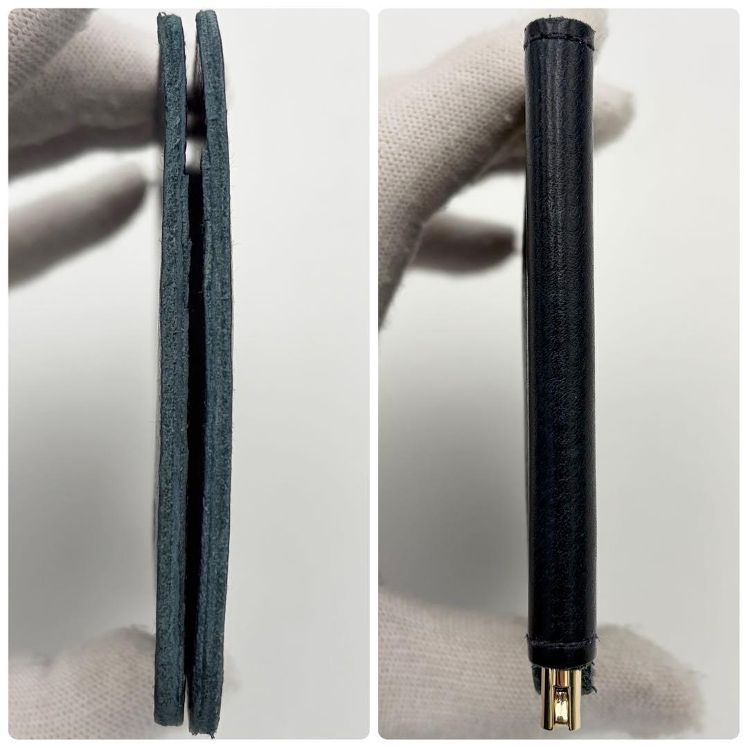 イルビゾンテ マネークリップ 2つ折り財布 札入れ ネイビー レザー メンズ