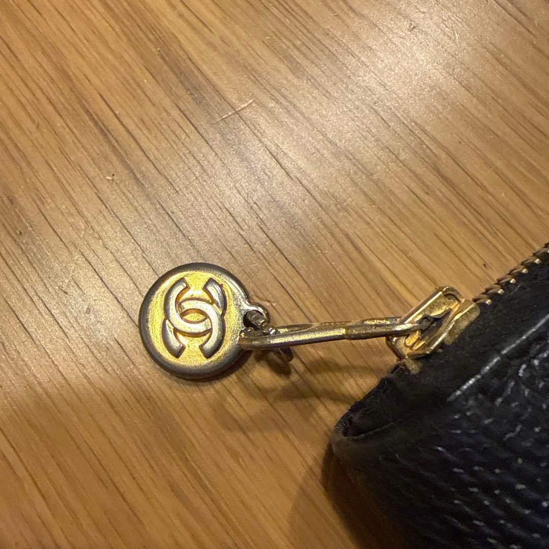 c*読様 CHANEL 二つ折り財布 ブラック キャビアスキン