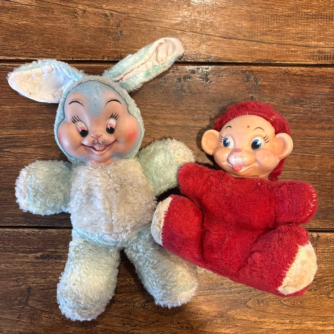 期間限定お値下げ　ラバーフェイスドール　うさぎとおさる？セット