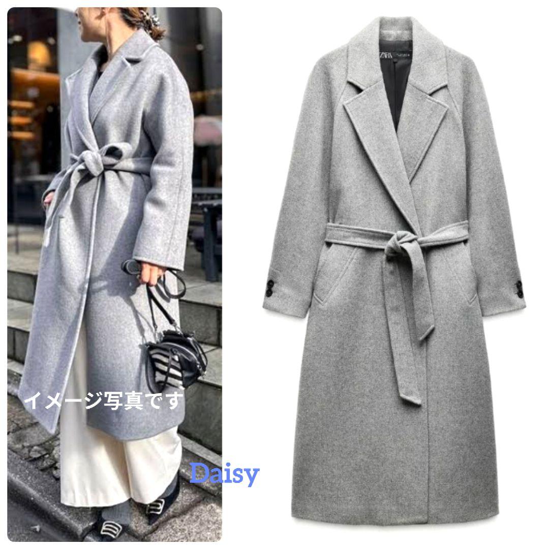 2.3万 新品 ザラ ZARA✨上質 ウール ロングコート グレー ウールコート