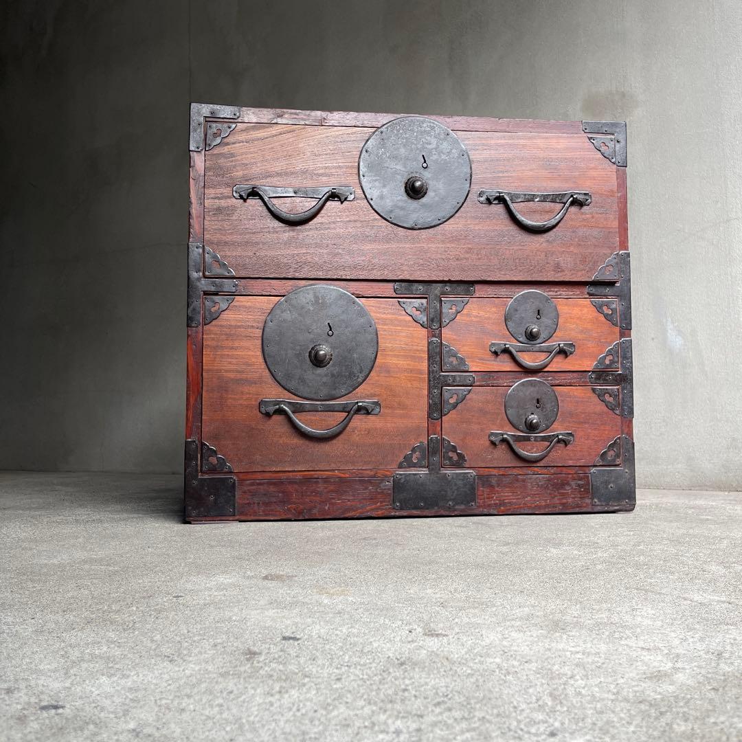 和製アンティーク 明治大正期 会津箪笥 引手金具 小振りサイズ 引き出し