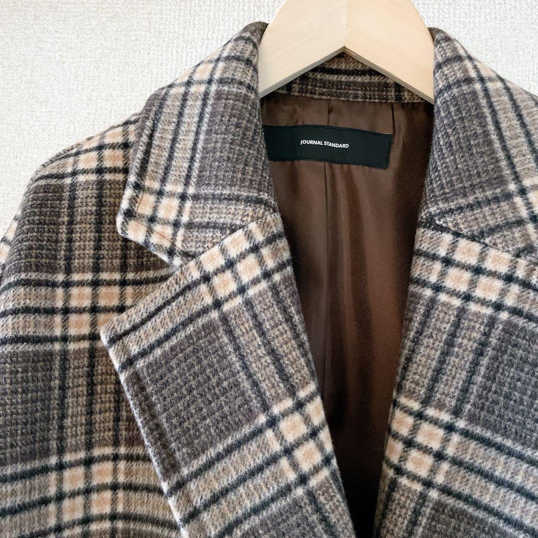 ジャーナルスタンダード　スーパー140ビーバーテーラーコート　グレンチェック