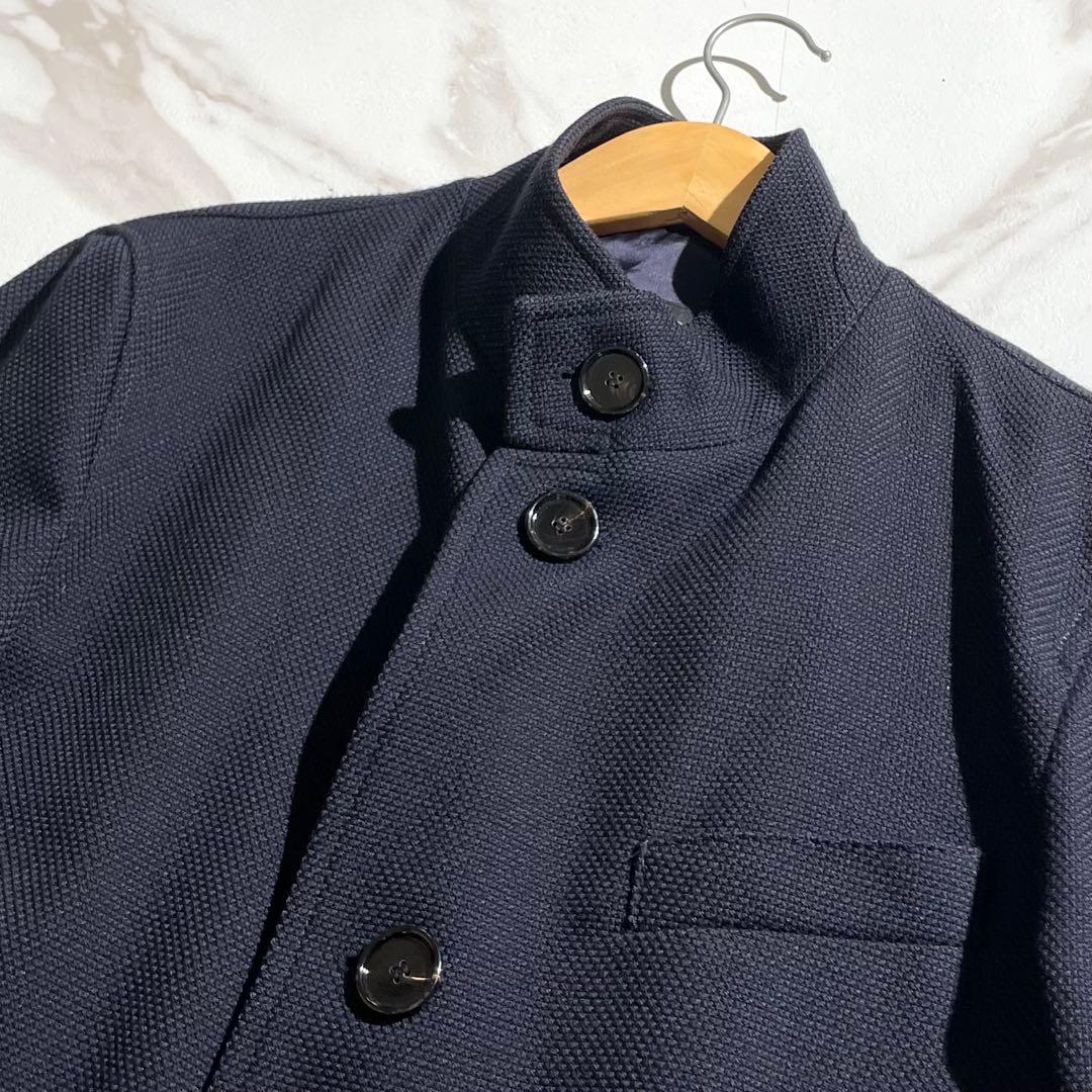 極美品✨ ヒューゴボス スタンドカラー コート ウール素材 L相当 ネイビー