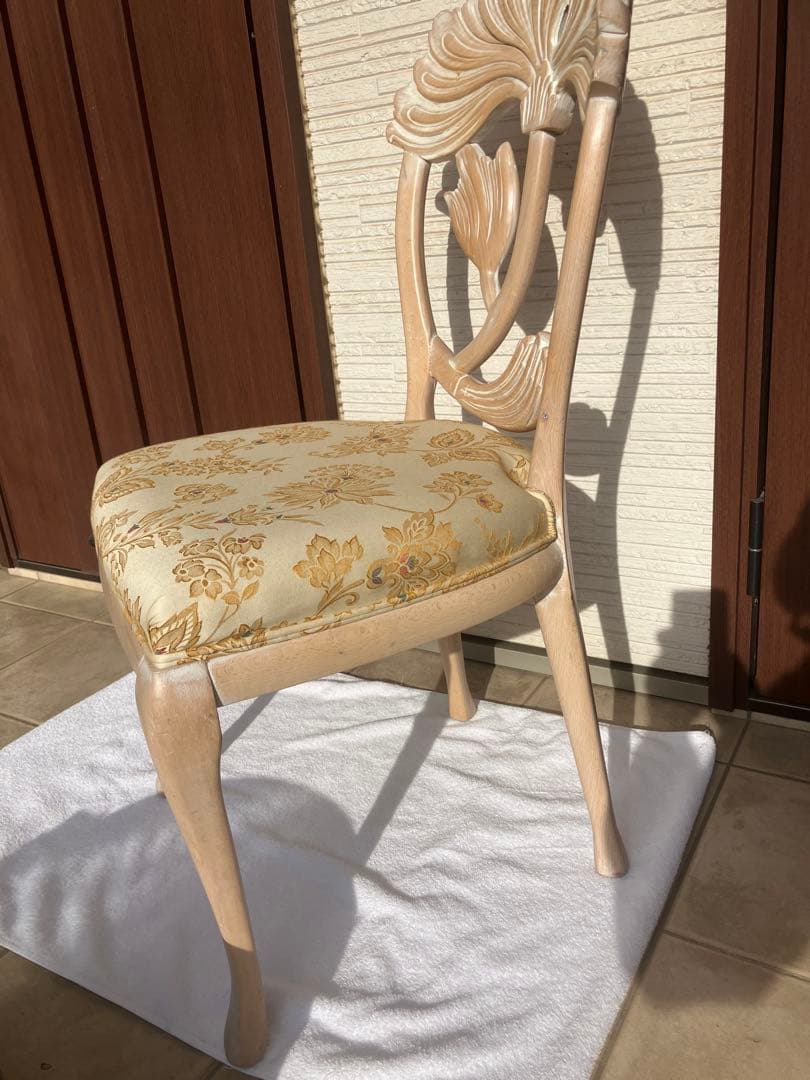 ◉アンティーク調 猫脚 彫刻 ◉ダイニングチェア 木製 1脚