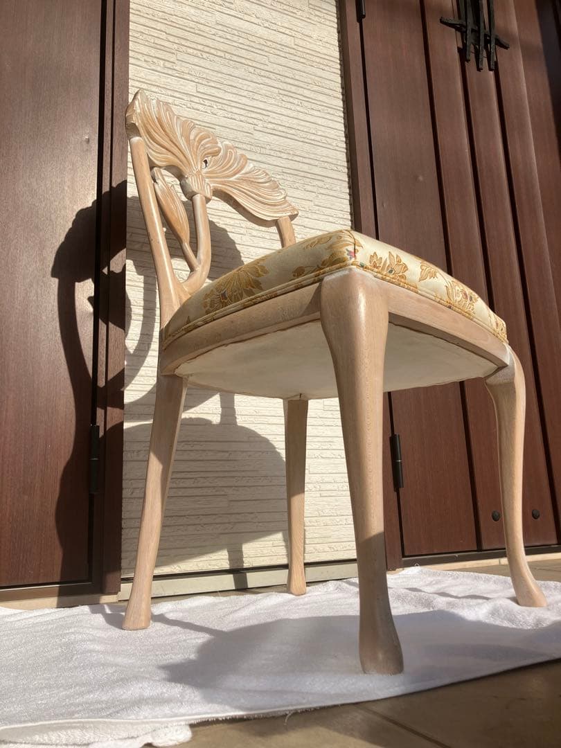 ◉アンティーク調 猫脚 彫刻 ◉ダイニングチェア 木製 1脚