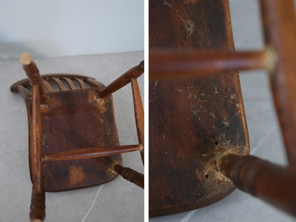 英国アンティーク木製キッチンチェア/ダイニングイス椅子/飾り棚(91-150-1