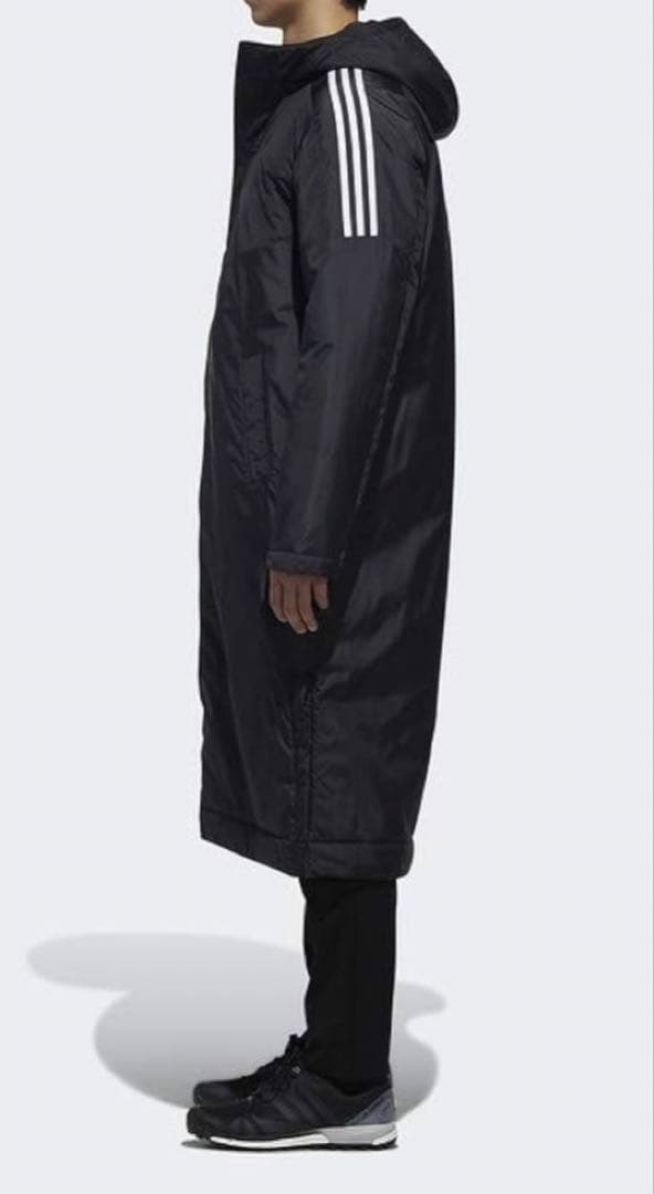 新品　adidas ベンチコート 軽量トリコット起毛　暖かい　背中ブラックロゴ