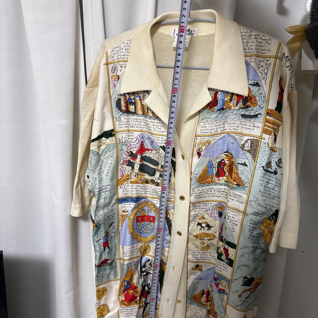 ド*ロ様 エルメス　シルクニットシャツ　HERMES 半袖　42
