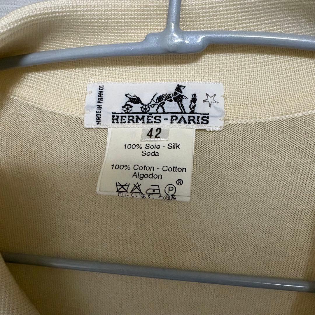 ド*ロ様 エルメス　シルクニットシャツ　HERMES 半袖　42