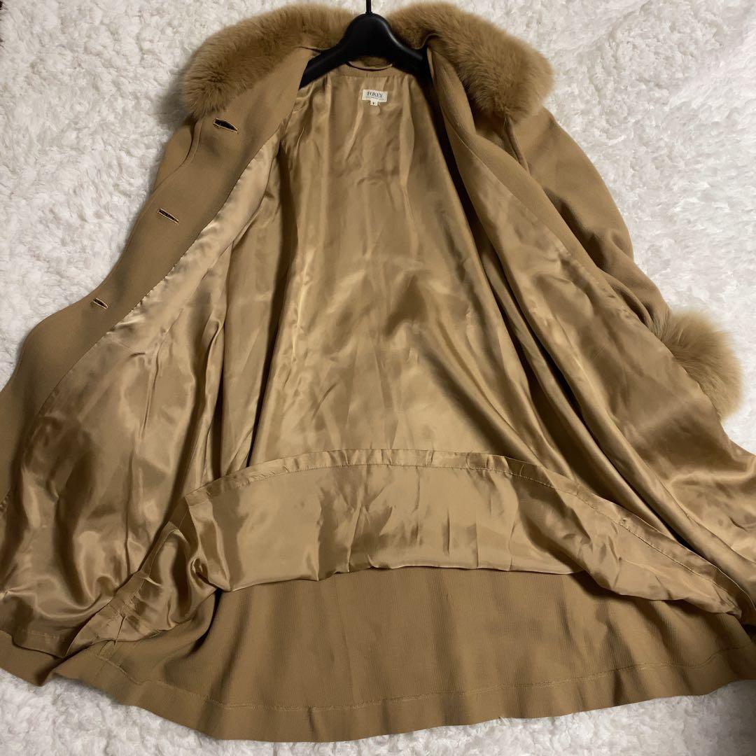 少美品！FOXEY ロングコート 2way フォックスファー キャメル F