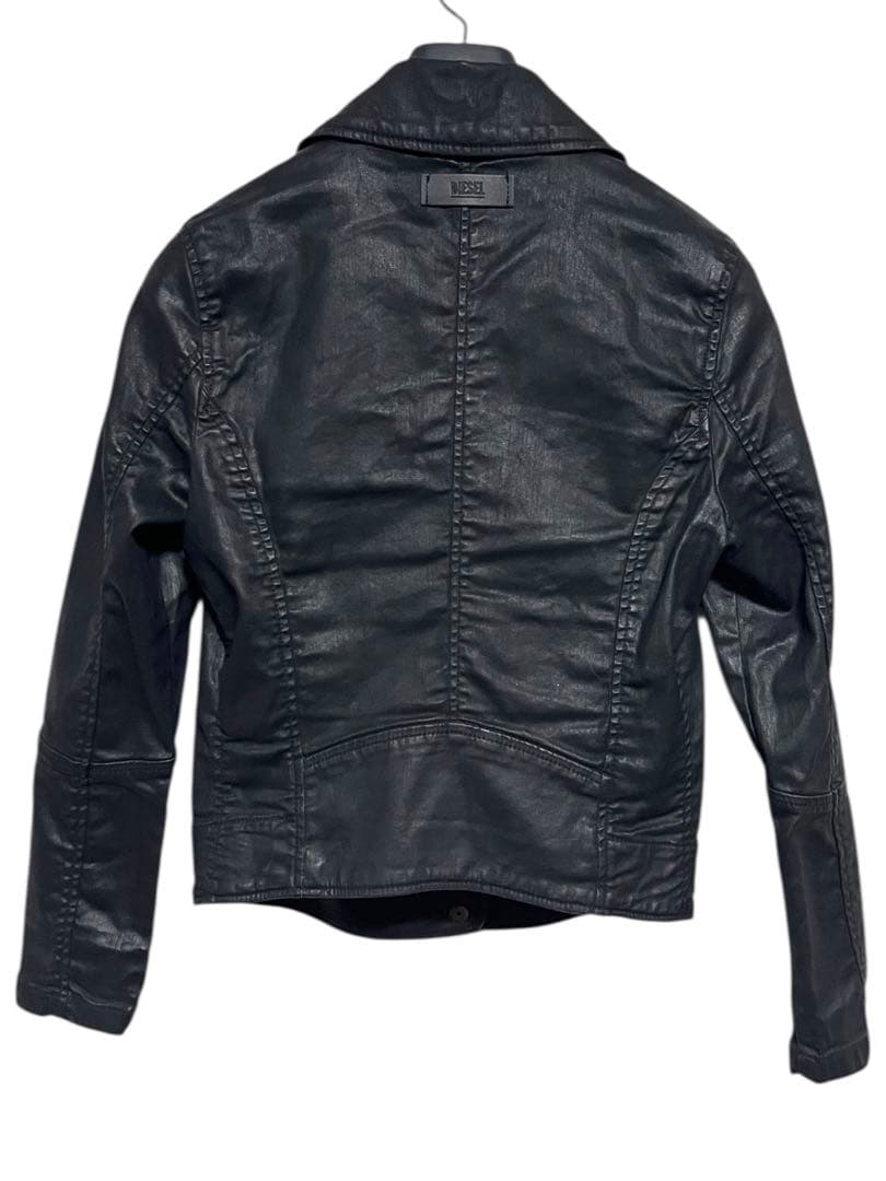 y2k DIESEL コーティングダブルライダースジャケット　ブラック　XS