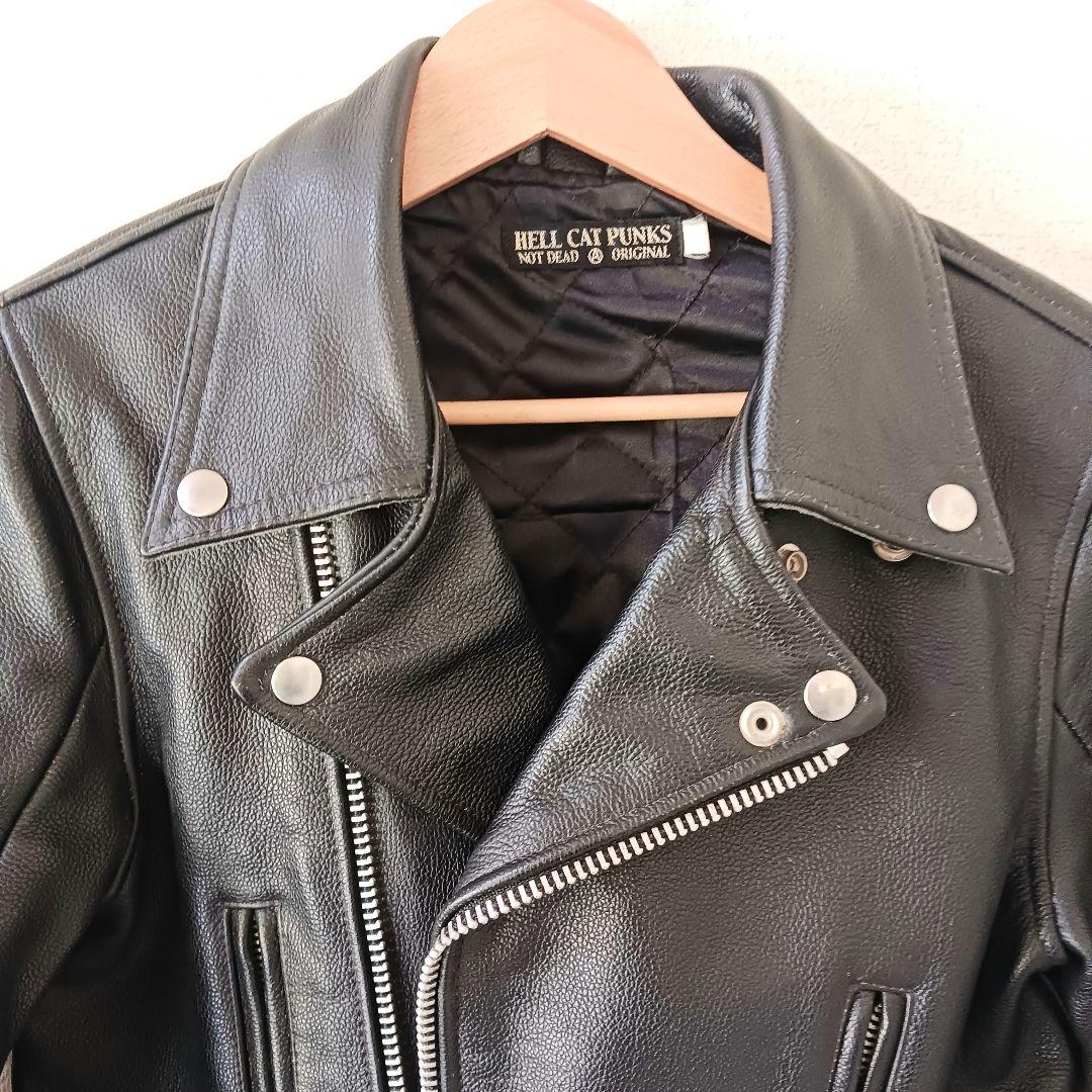 HELL CAT PUNKS ダブルライダースジャケット　牛革　ブラック　y2k