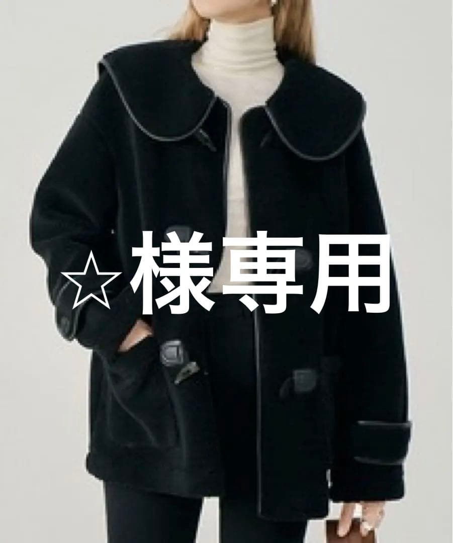 黒 ダッフルコート フリース風