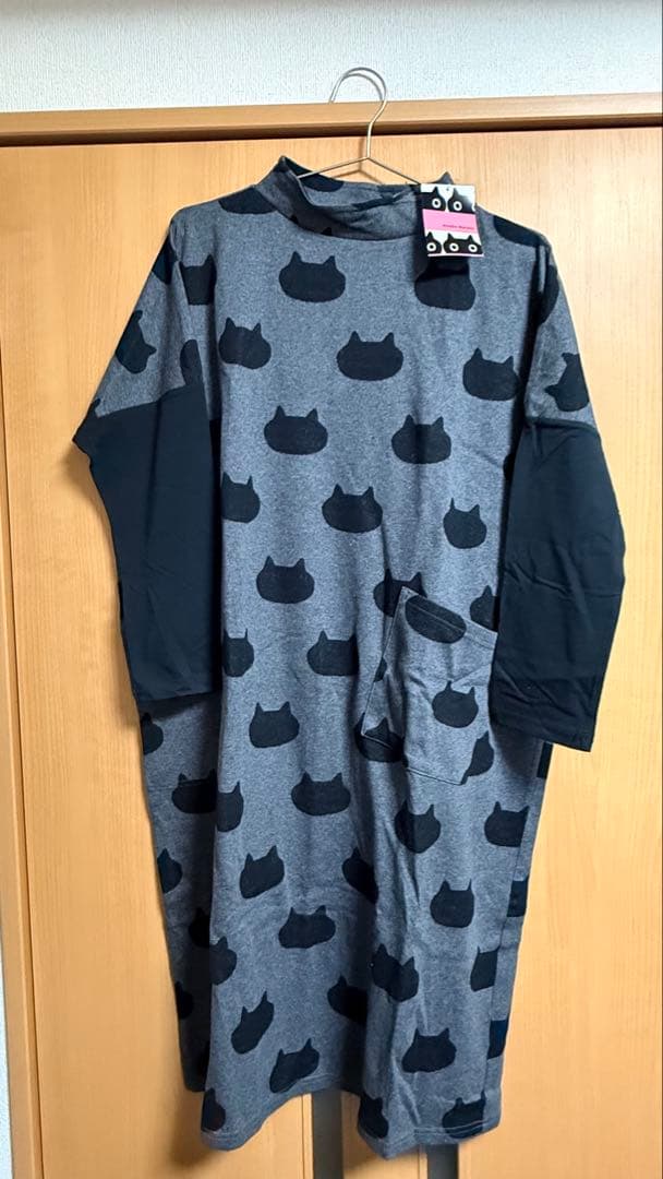 マタノアツコ ワンピース　グレー　M ねこ　ワコール　MATANO ATSUKO