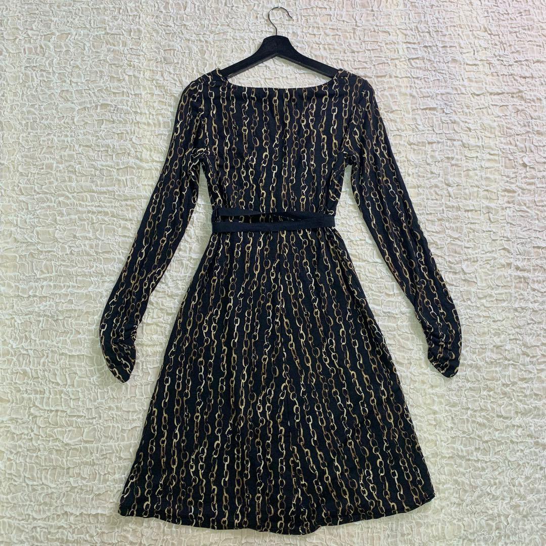 MaxMara マックスマーラ ワンピース 白タグ カシュクール チェーン柄