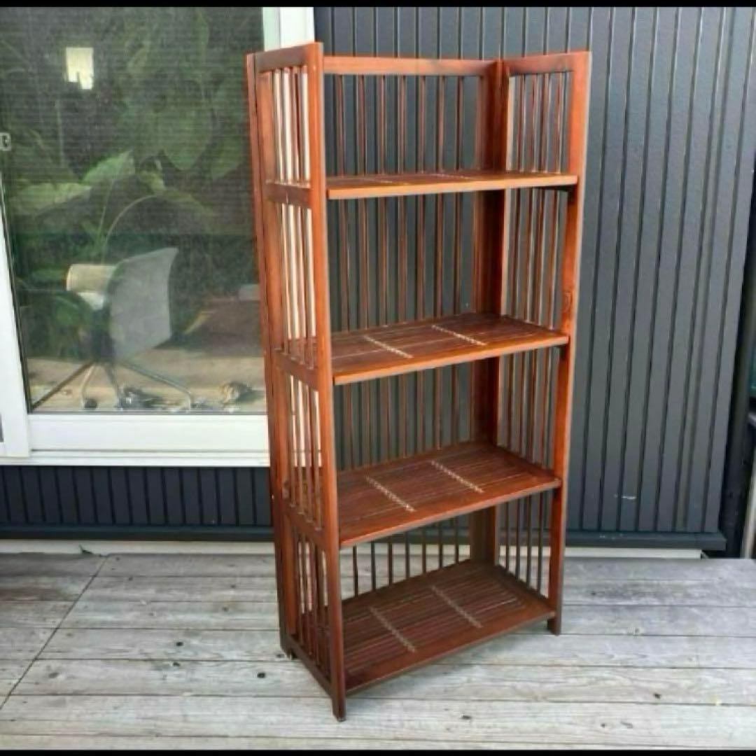 昭和レトロ 木製フレーム 4段折りたたみラック 飾り棚 花台 レトロ プランター