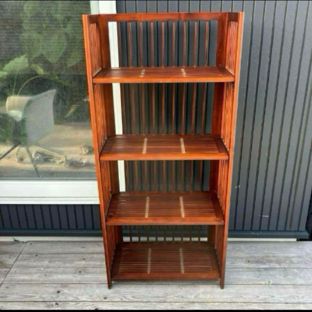 昭和レトロ 木製フレーム 4段折りたたみラック 飾り棚 花台 レトロ プランター
