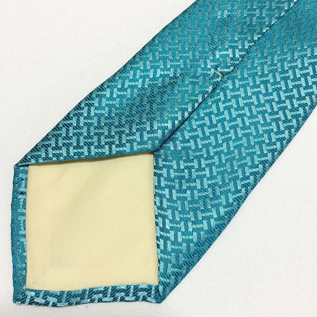 未使用級 H織りタイ ファソネH H柄 エルメス HERMES ネクタイ ブルー