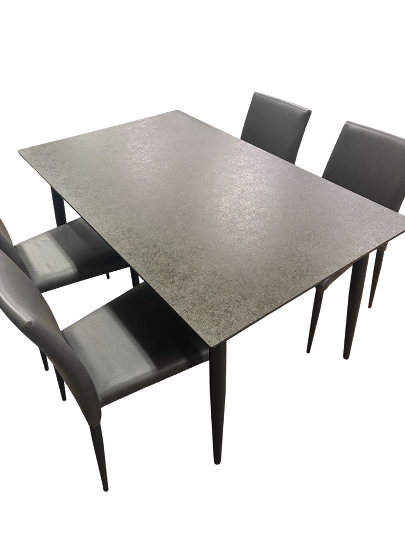 【IDC大塚家具】モダン ダイニングテーブル＆チェア4脚セット 石目調 グレー