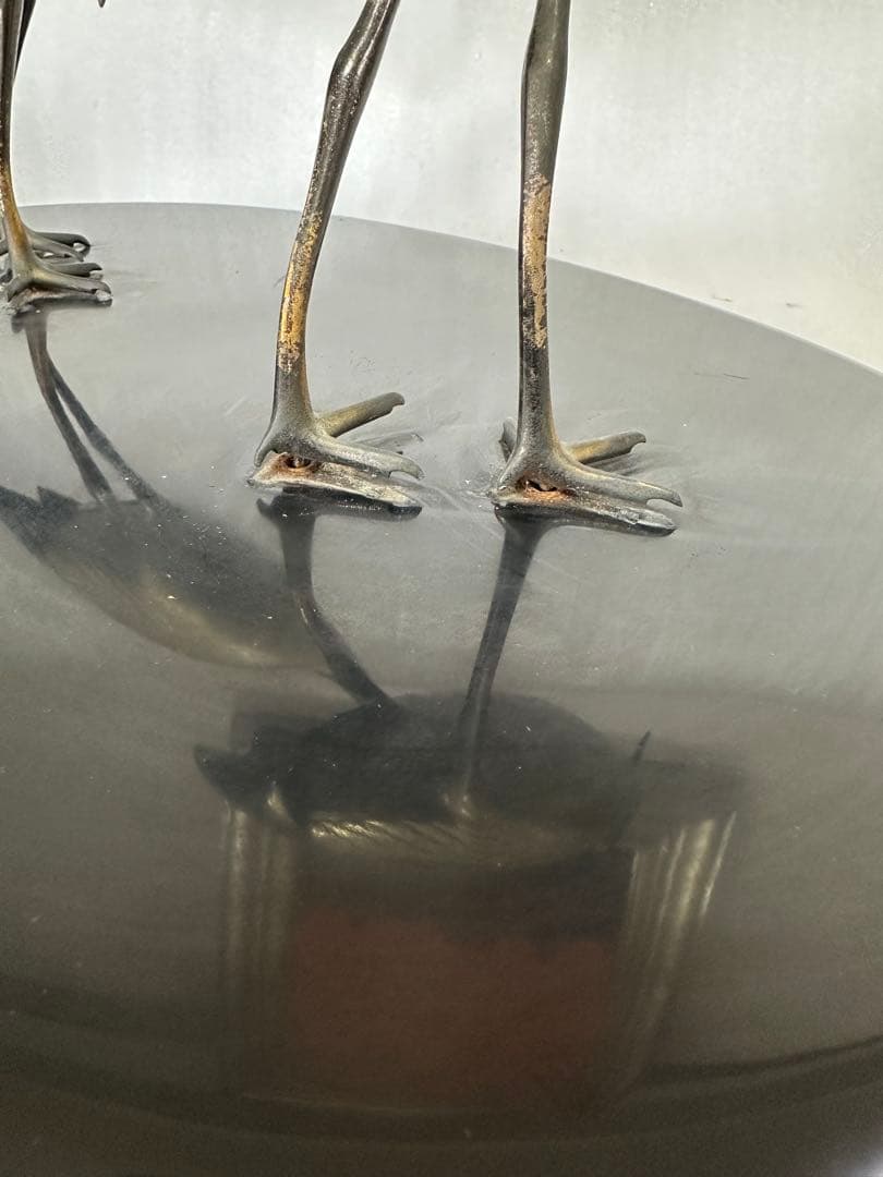 作家物 鶴　2羽 オブジェ　インテリア 高さ約29cm 銅製？