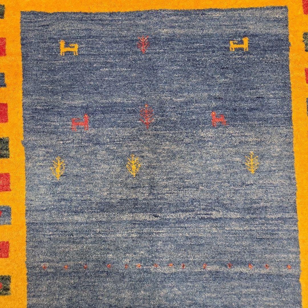 125x85cmペルシャ手織りギャッベ(255)絨毯・じゅうたん・ラグ・マット