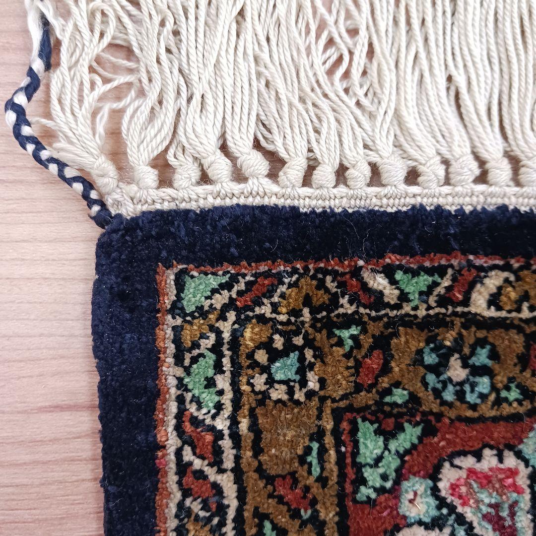 Y3291 高級ペルシャ絨毯 クム産 シルク100% 手織り 130×82㎝