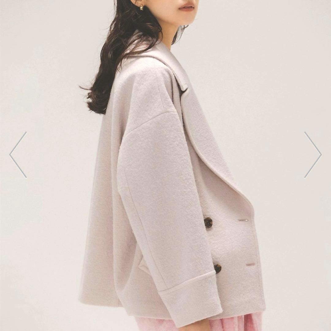 【試着のみ美品】Sサイズ 【ナチュラルビューティー】ウーリーフォルムハーフコート