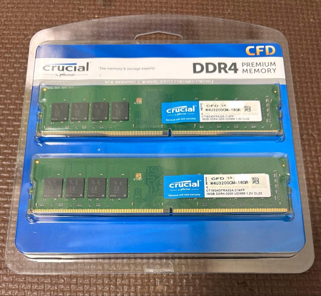 Crucial DDR4 メモリ 合計32GB W4U3200CM-16GR