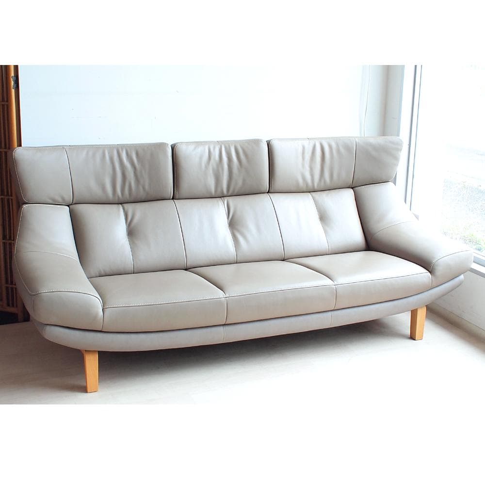 美品 カリモク ZU46 本革 3人掛ソファ 定価39.9万 ZR24074