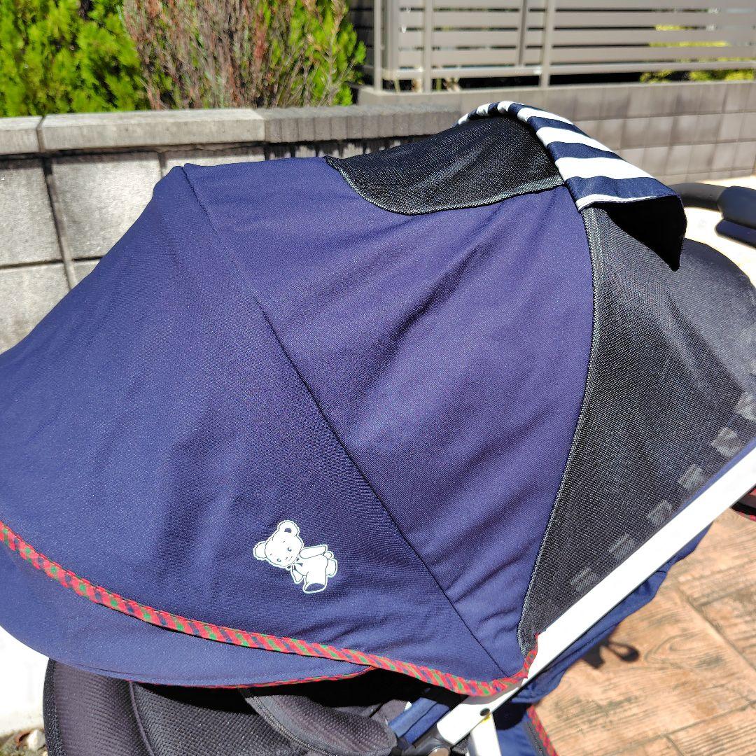 美品　最終価格　ファミリアAprica コラボベビーカー ネイビー/ストライプ
