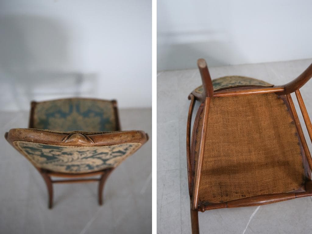 英国アンティーク木製ベッドルームチェア/椅子イス/飾り棚/キッチン(89-163