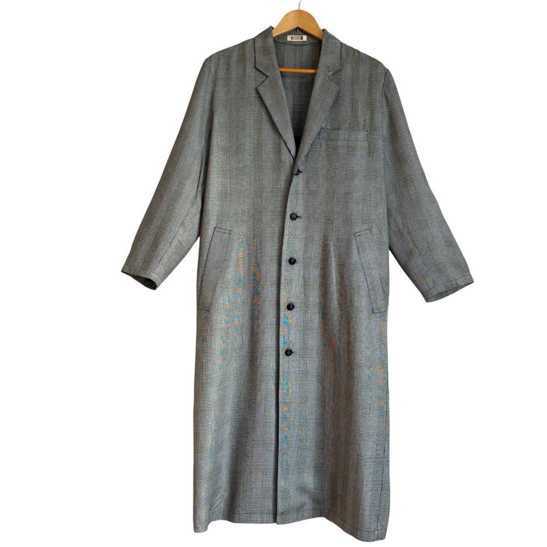 イッセイミヤケ 日本製 グレンチェック ロングコート 9号 テーラード Iライン