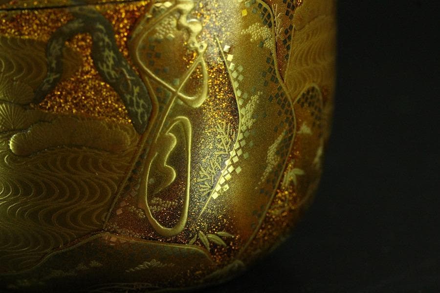 茶道具 輪島塗 初音蒔絵 棗 共箱 美品(K-YC573)