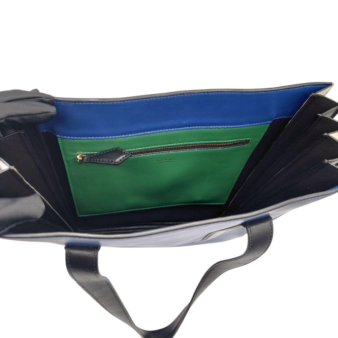ボールスミス　レザー　トート バッグ　A4 　PAUL　SMITH　青