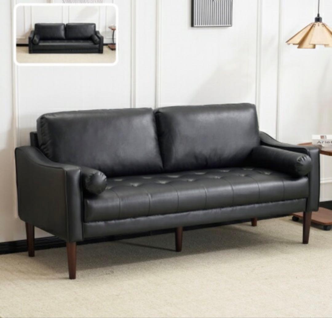 新品　ソファ　ソファー　2人掛け　2人掛けソファ　ローソファ　ブラック