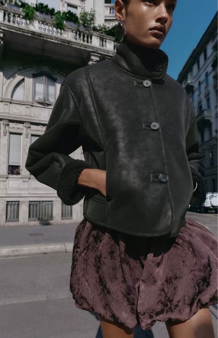 zara ダブルフェイス　フェイクスエードジャケット