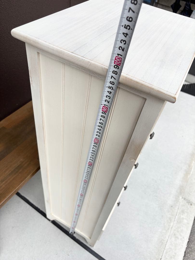 アンティーク風 5段チェスト シャビーシック ホワイト