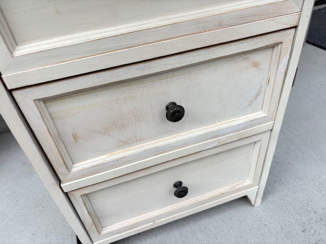 アンティーク風 5段チェスト シャビーシック ホワイト