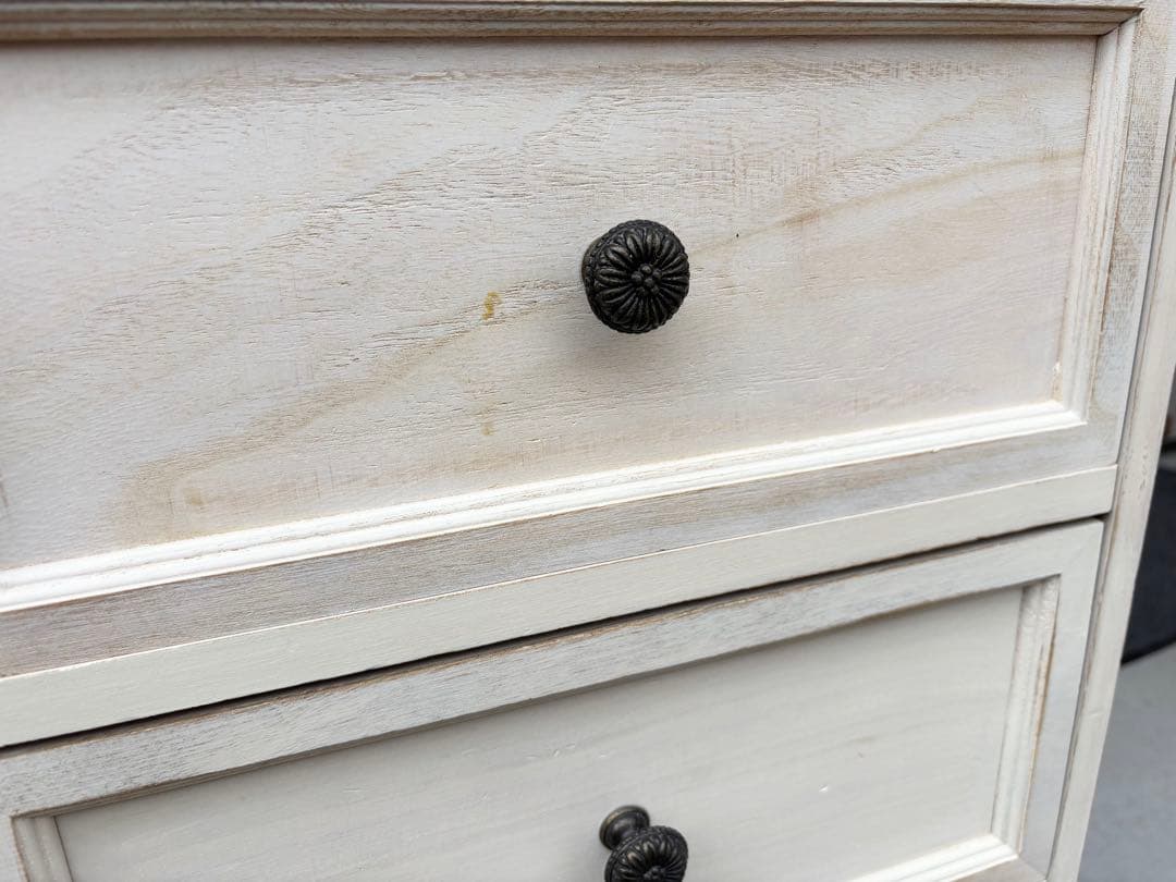 アンティーク風 5段チェスト シャビーシック ホワイト