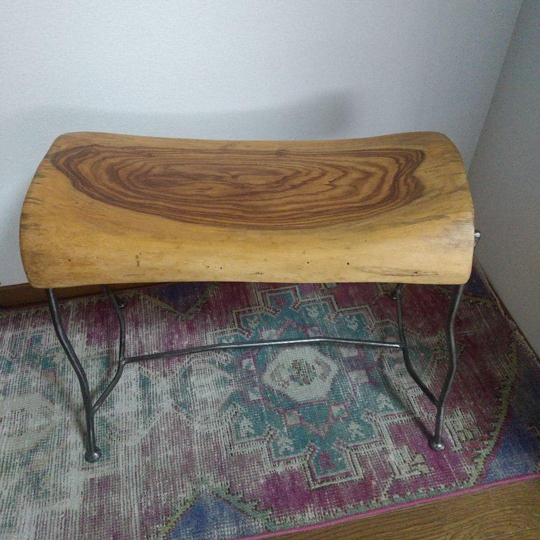 ナチュラルウッドスツール 天然木アイアン スツール ベンチ 椅子 チェア 飾り台